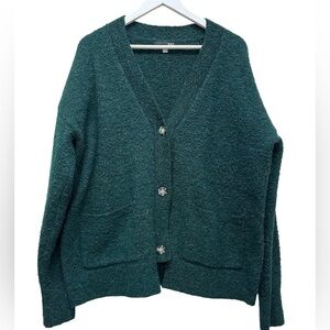 Kut From The Kloth Relaxed Fit Oversized Cardigan Sweater Women’s Size XL Green